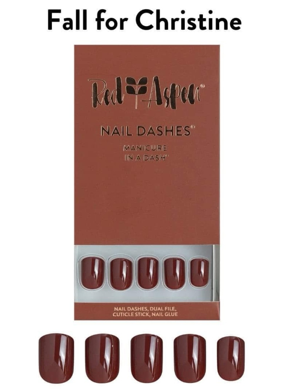 NIB Red Aspen Fall for Christine Press-On Nail Dashes